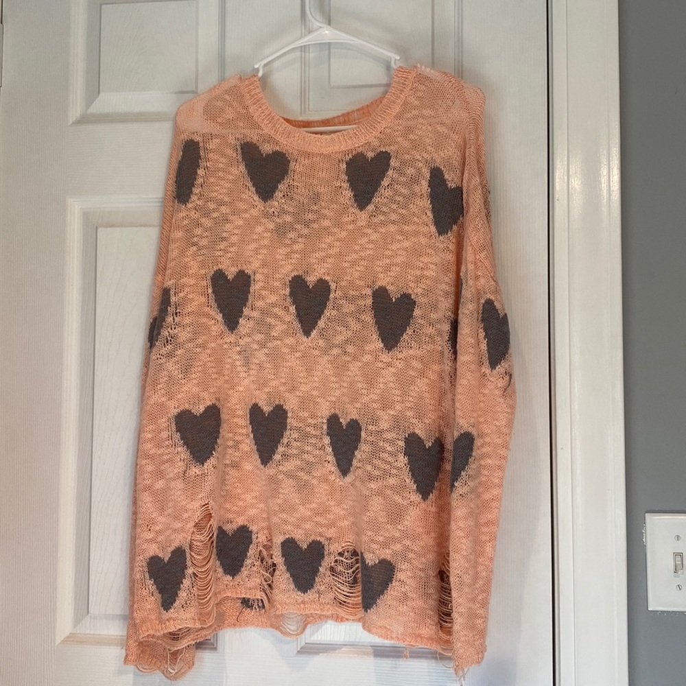 Distressed heart sweater
